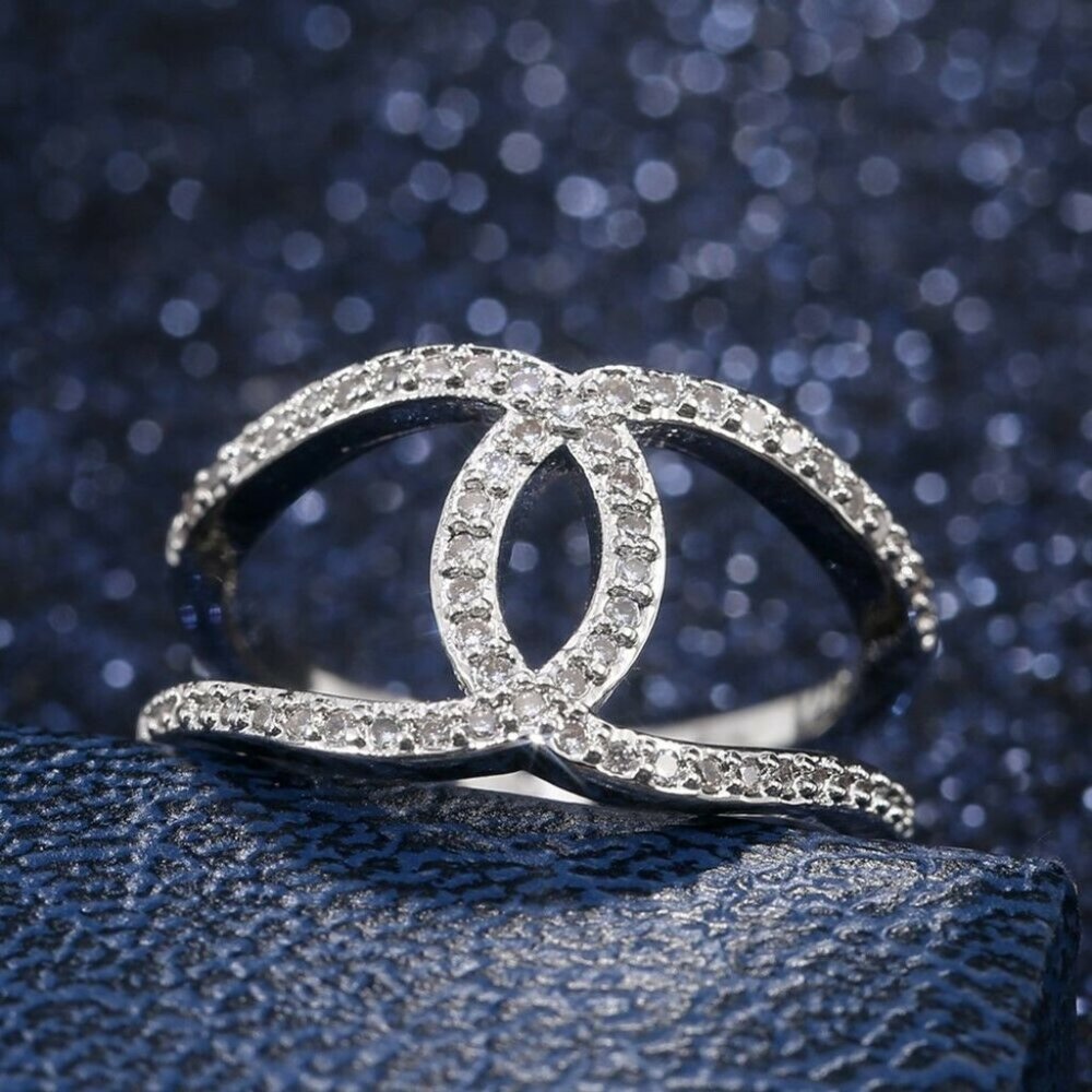 Infinity 925 Silver Ring White Sapphire New - Picture 2 of 7